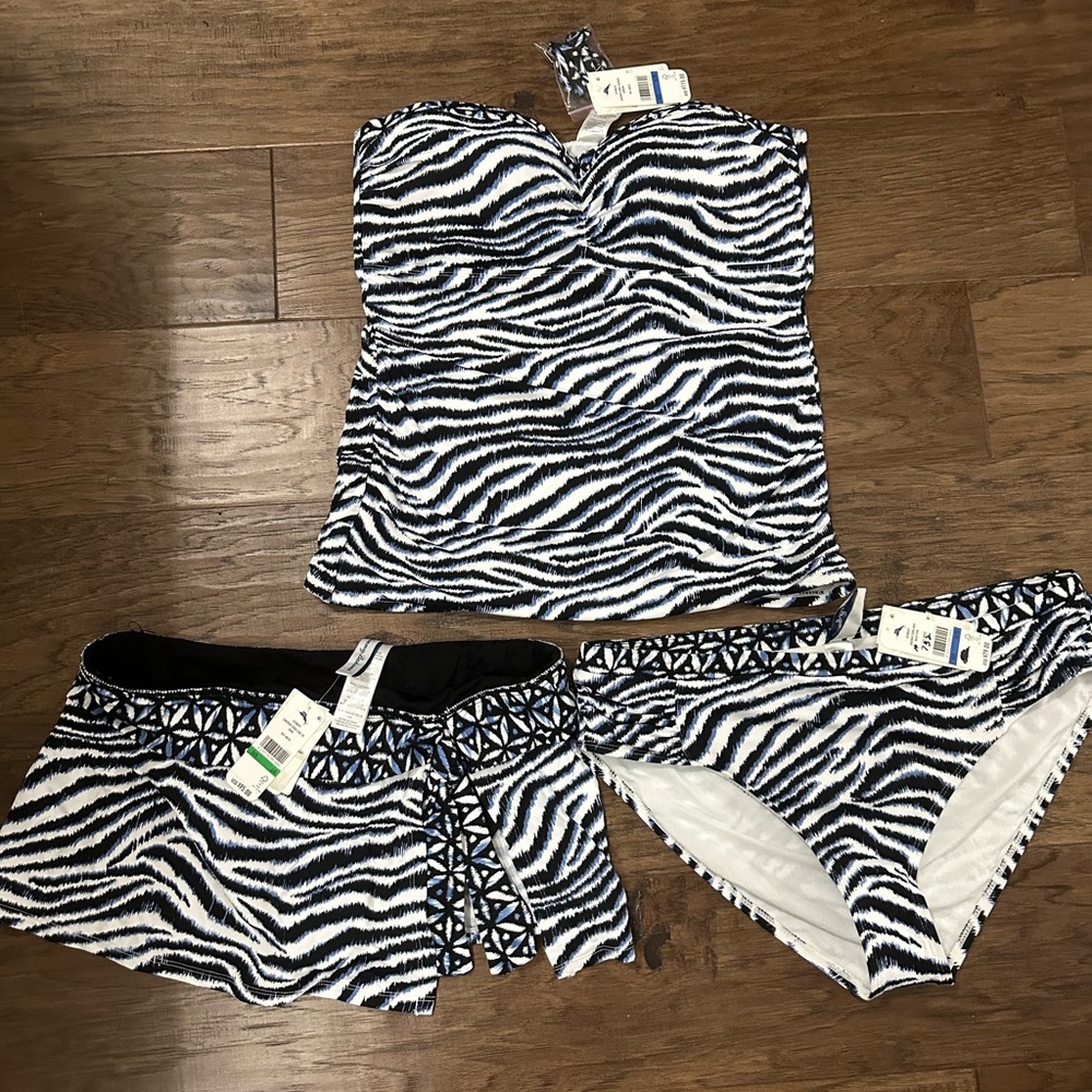 Tommy Bahama Zanzibar Shirred Bandini/Tankini 3 PIECE SET - Size XL/L - NWT $289